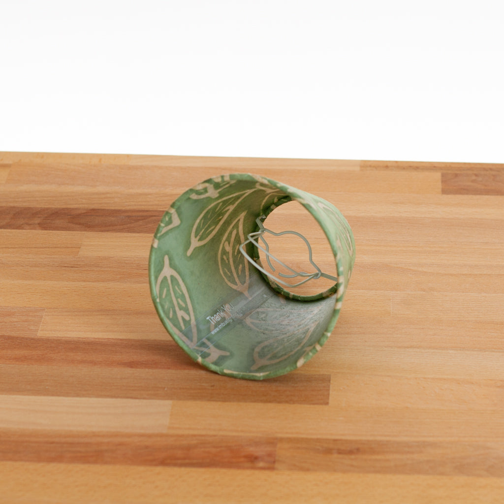 Clip on Lamp Shade - Short - P29 - Batik Leaf on Green