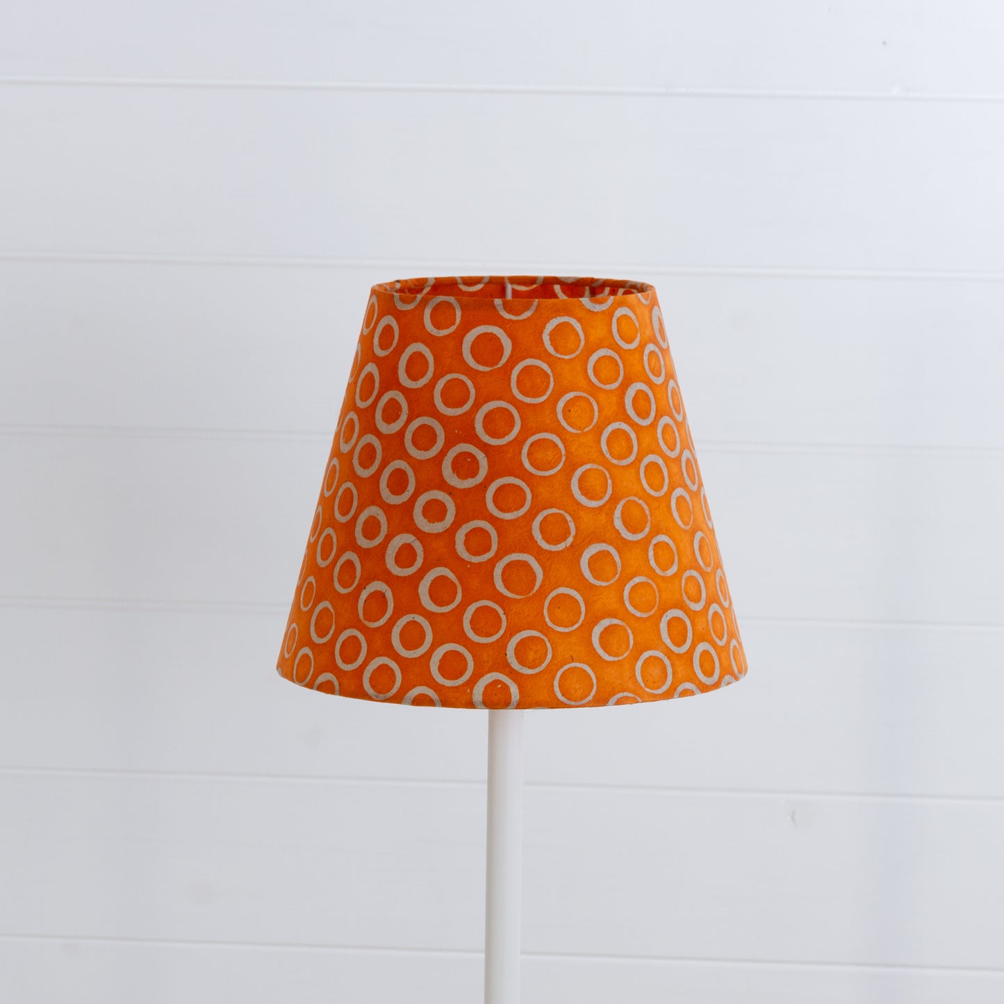 Conical Lamp Shade P03 - Batik Orange Circles, 15cm(top) x 25cm(bottom) x 20cm(height)