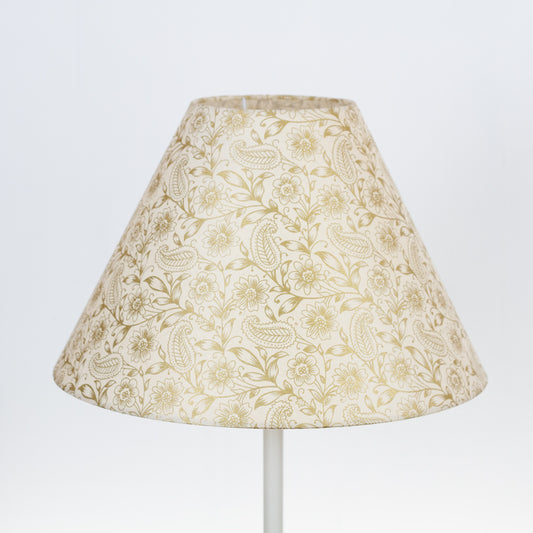 Conical Lamp Shade P69 - Garden Gold on Natural, 15cm(top) x 40cm(bottom) x 25cm(height)
