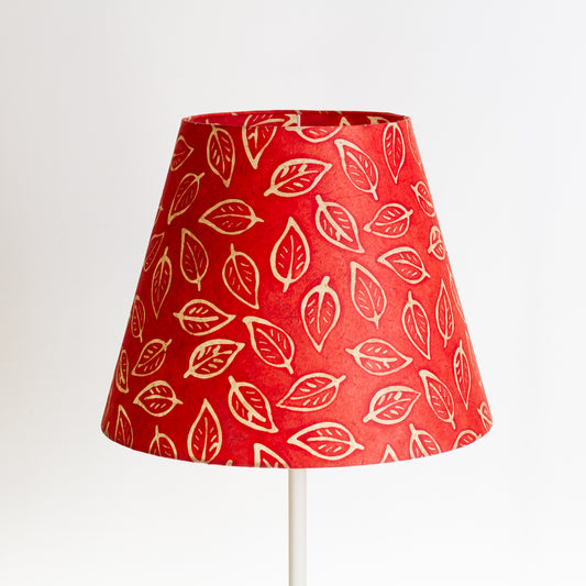 Conical Lamp Shade P30 - Batik Leaf on Red, 23cm(top) x 40cm(bottom) x 31cm(height)