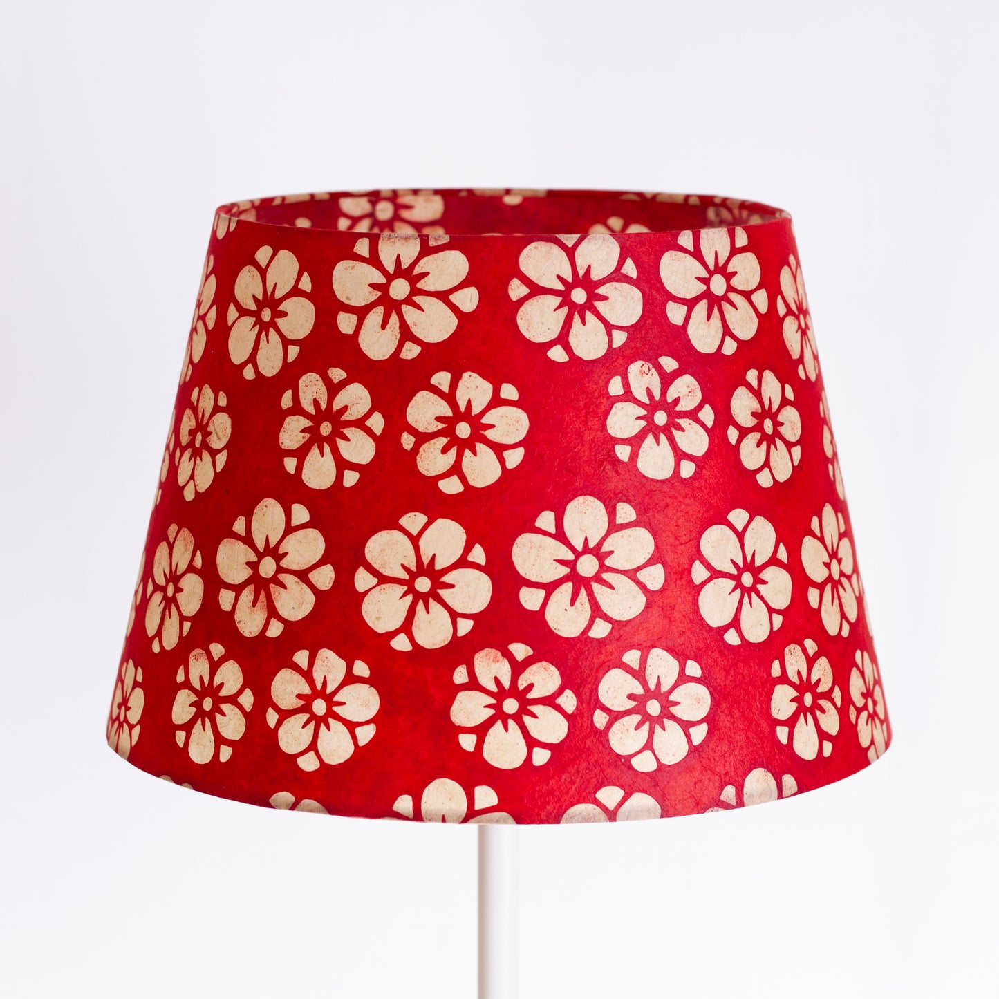 Conical Lamp Shade P76 - Batik Star Flower Red, 25cm(top) x 35cm(bottom) x 23cm(height)