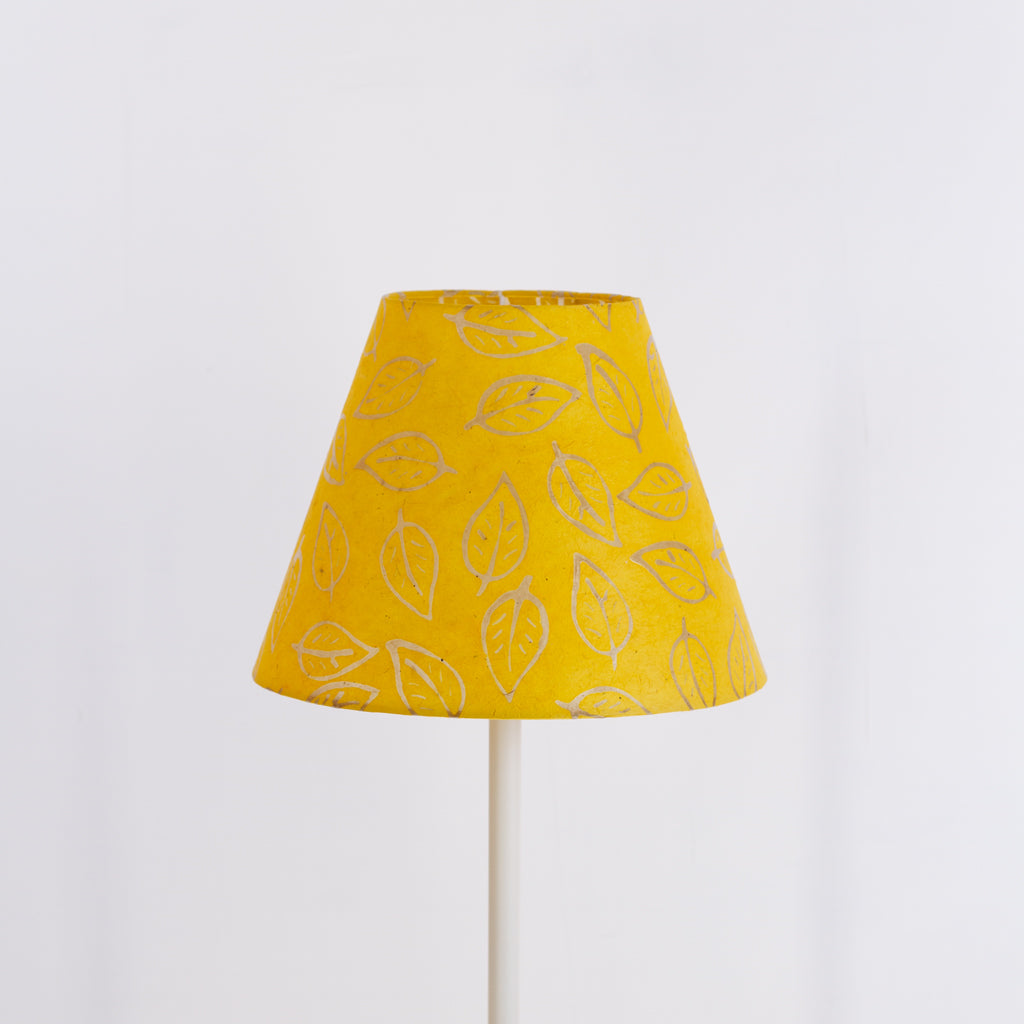 Conical Lamp Shade B107 ~ Batik Leaf Yellow, 15cm(top) x 30cm(bottom) x 22cm(height)