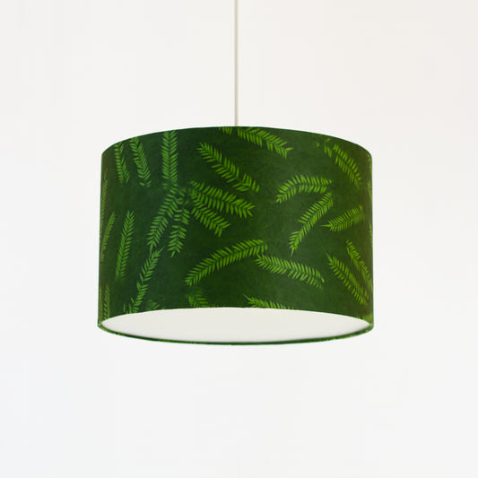 Drum Lamp Shade - P27 - Resistance Dyed Green Fern, 40cm(d) x 25cm(h)