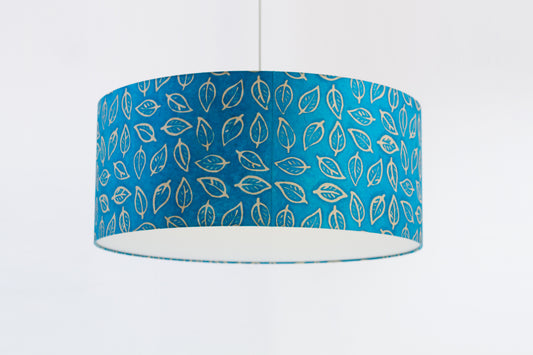 Drum Lamp Shade - B125 ~ Batik Leaf Teal, 70cm(d) x 30cm(h)