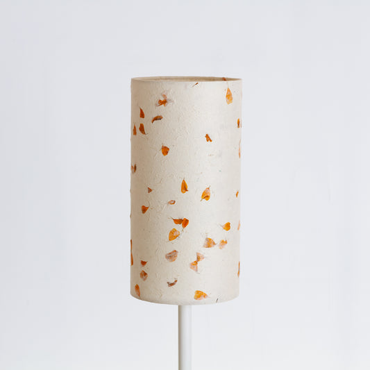 Drum Lamp Shade - P32 ~ Marigold Petals on Natural Lokta, 15cm(diameter)