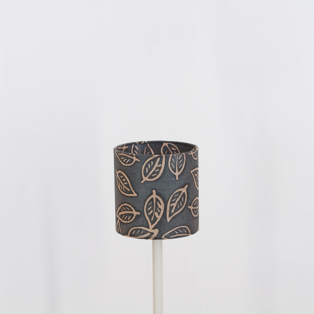 Drum Lamp Shade - B124 ~ Batik Leaf Grey, 15cm(diameter)