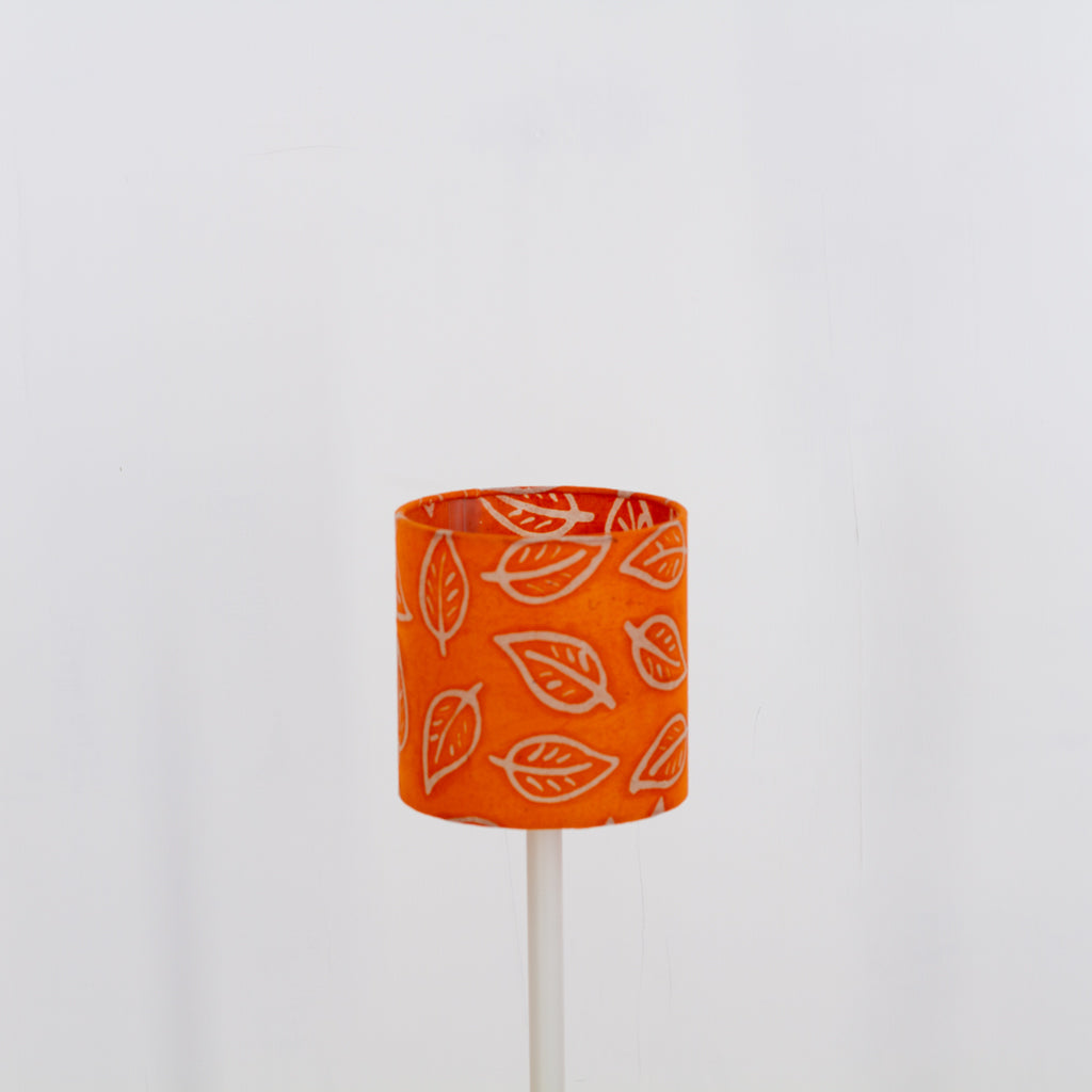 Drum Lamp Shade - B123 ~ Batik Leaf Orange, 15cm(diameter)