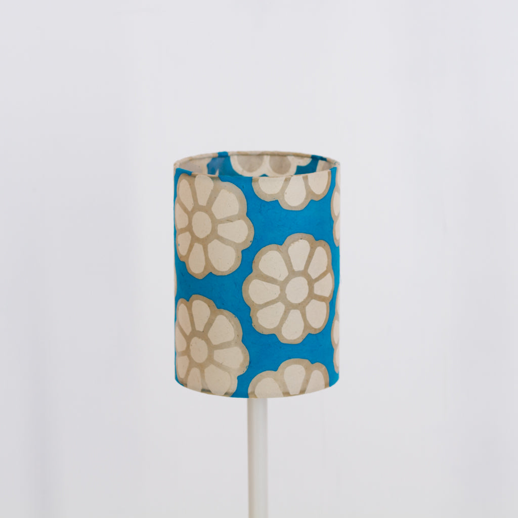 Drum Lamp Shade - P23 ~ Batik Big Flower on Teal, 15cm(diameter)