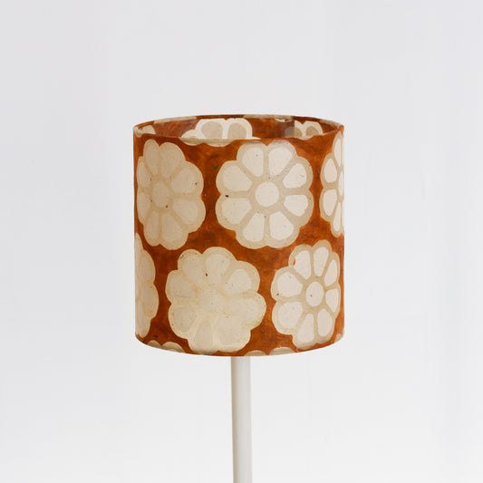 Drum Lamp Shade - P20 - Batik Big Flower on Brown, 20cm(d) x 20cm(h)