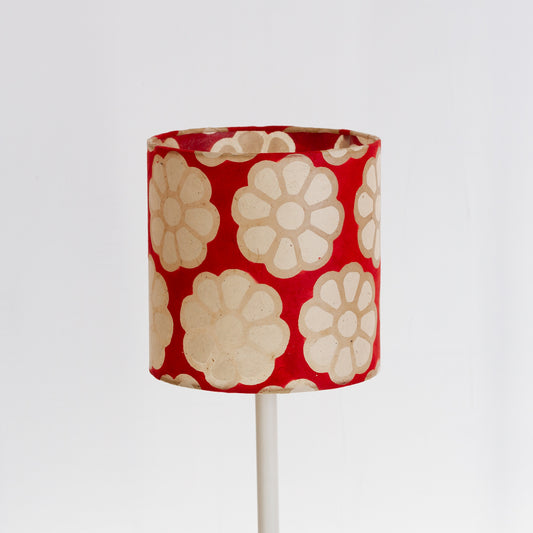 Drum Lamp Shade - P18 - Batik Big Flower on Red, 20cm(d) x 20cm(h)