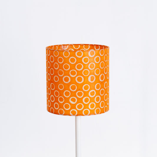 Drum Lamp Shade - P03 - Batik Orange Circles, 20cm(d) x 20cm(h)