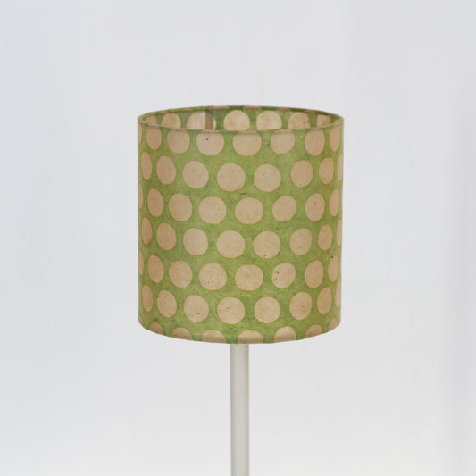 Drum Lamp Shade - P87 ~ Batik Dots on Green, 20cm(d) x 20cm(h)