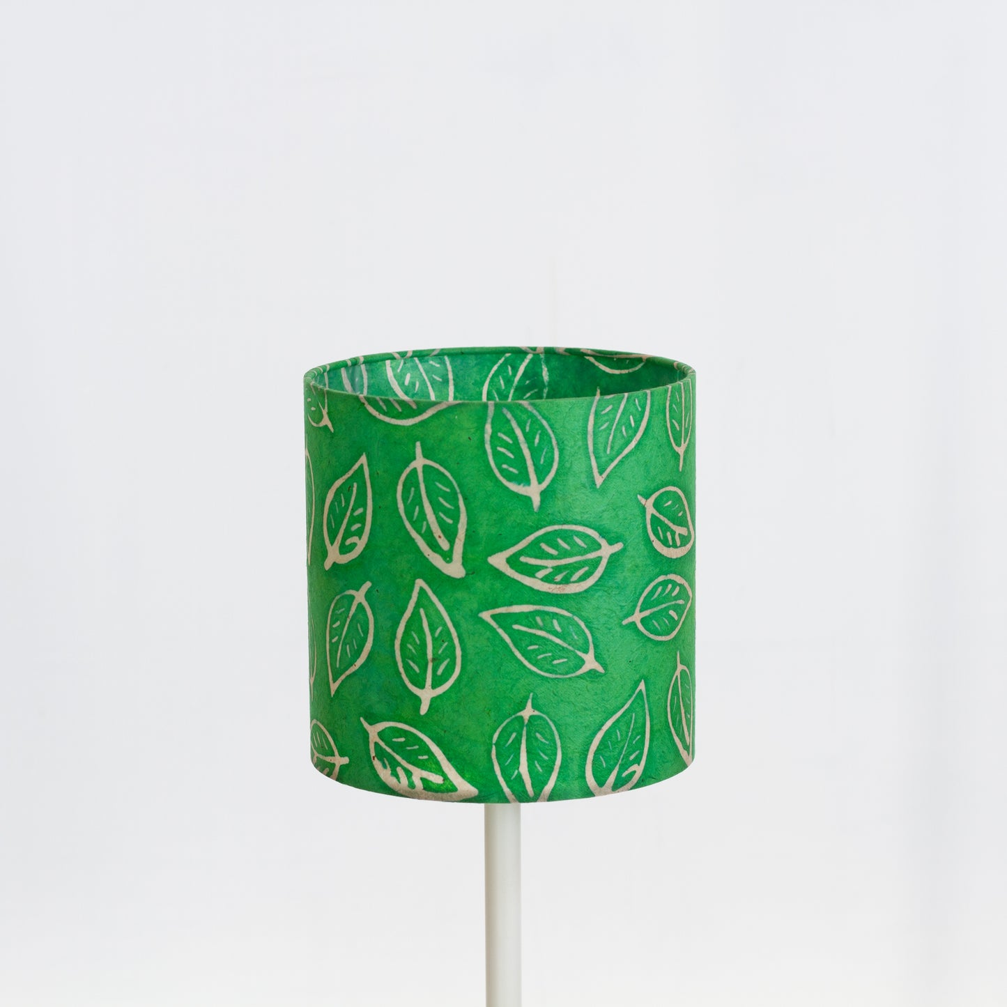 Drum Lamp Shade - B126 ~ Batik Leaf Bright Green, 20cm(d) x 20cm(h)