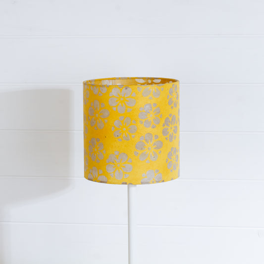 Drum Lamp Shade - B128 ~ Batik Star Flower Yellow, 20cm(d) x 20cm(h)