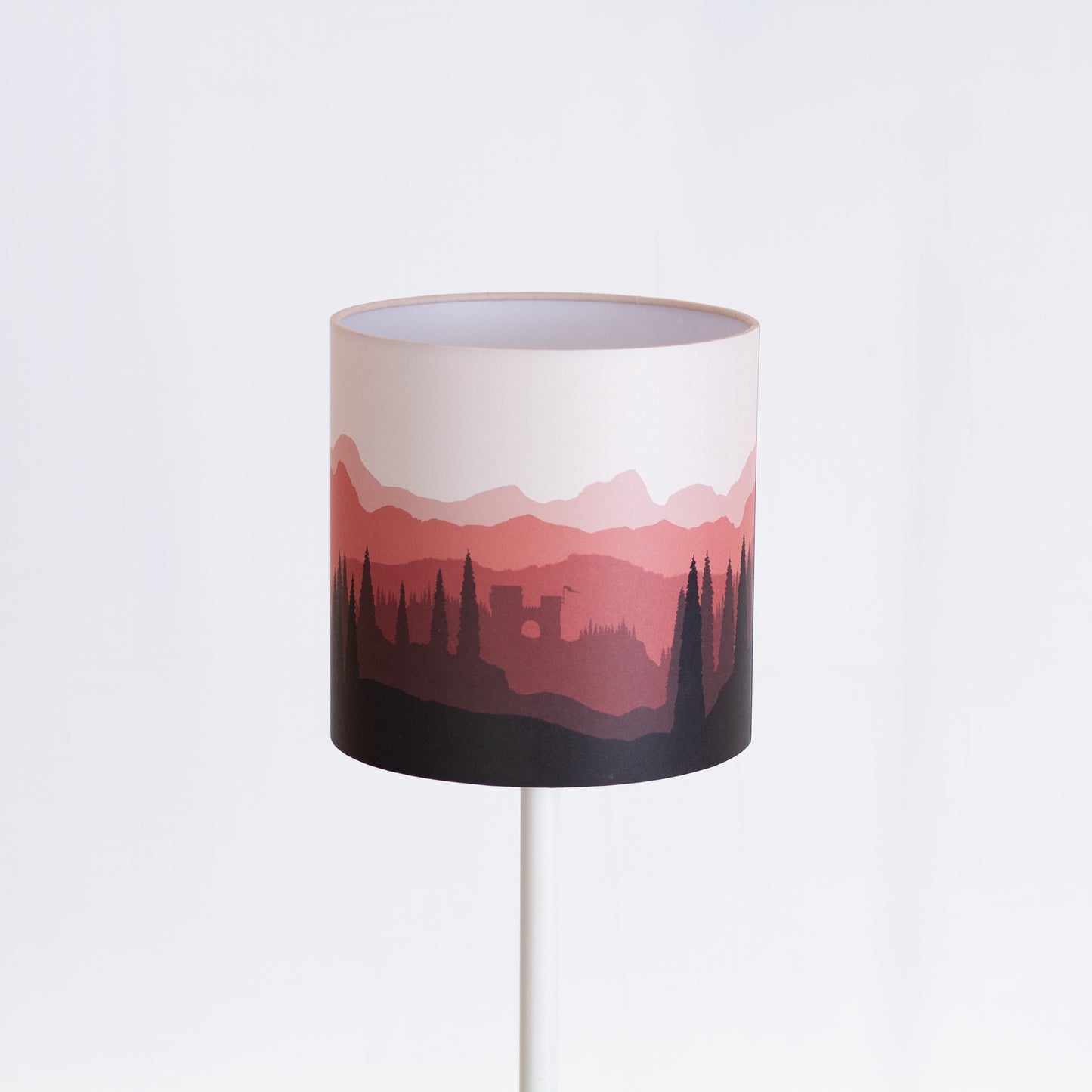 Forest Landscape Print Drum Lamp Shade 20cm(d) x 20cm(h) Red