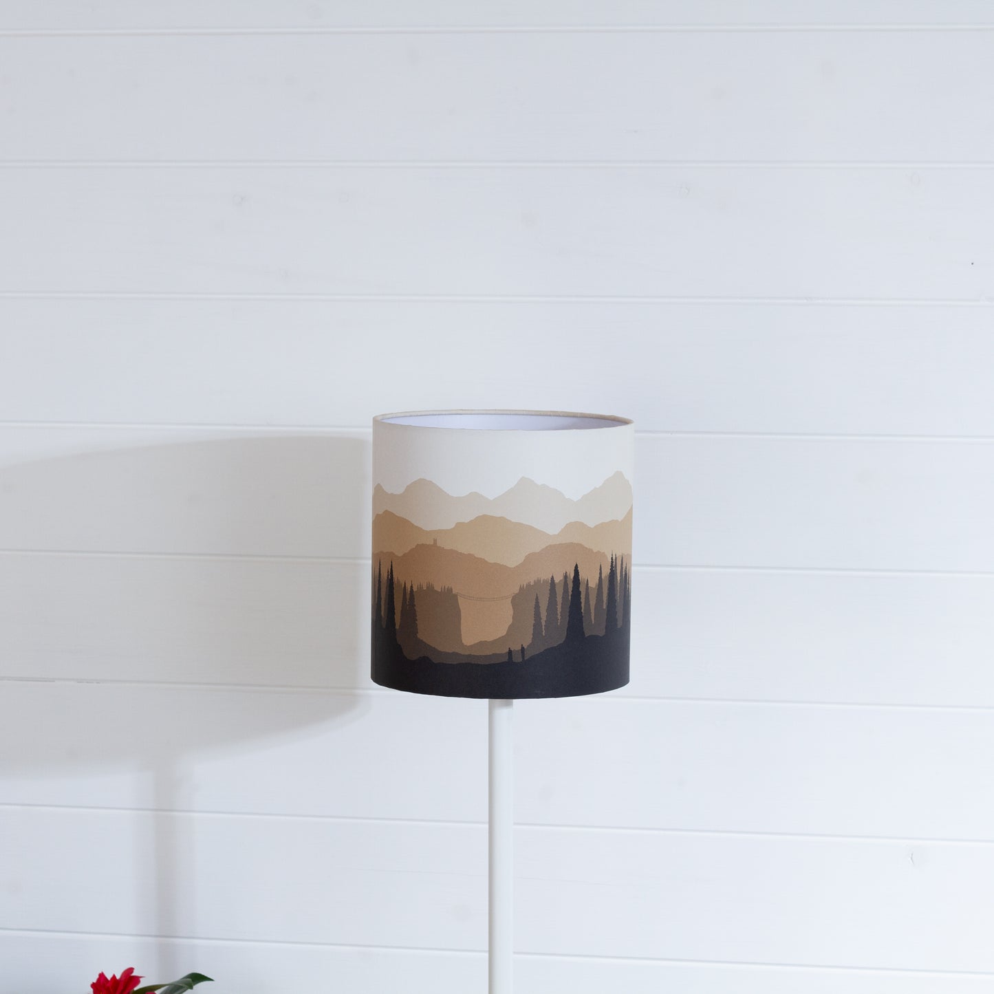 Forest Landscape Print Drum Lamp Shade 20cm(d) x 20cm(h) Brown