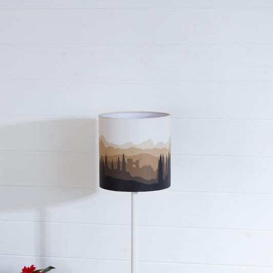 Forest Landscape Print Drum Lamp Shade 20cm(d) x 20cm(h) Brown