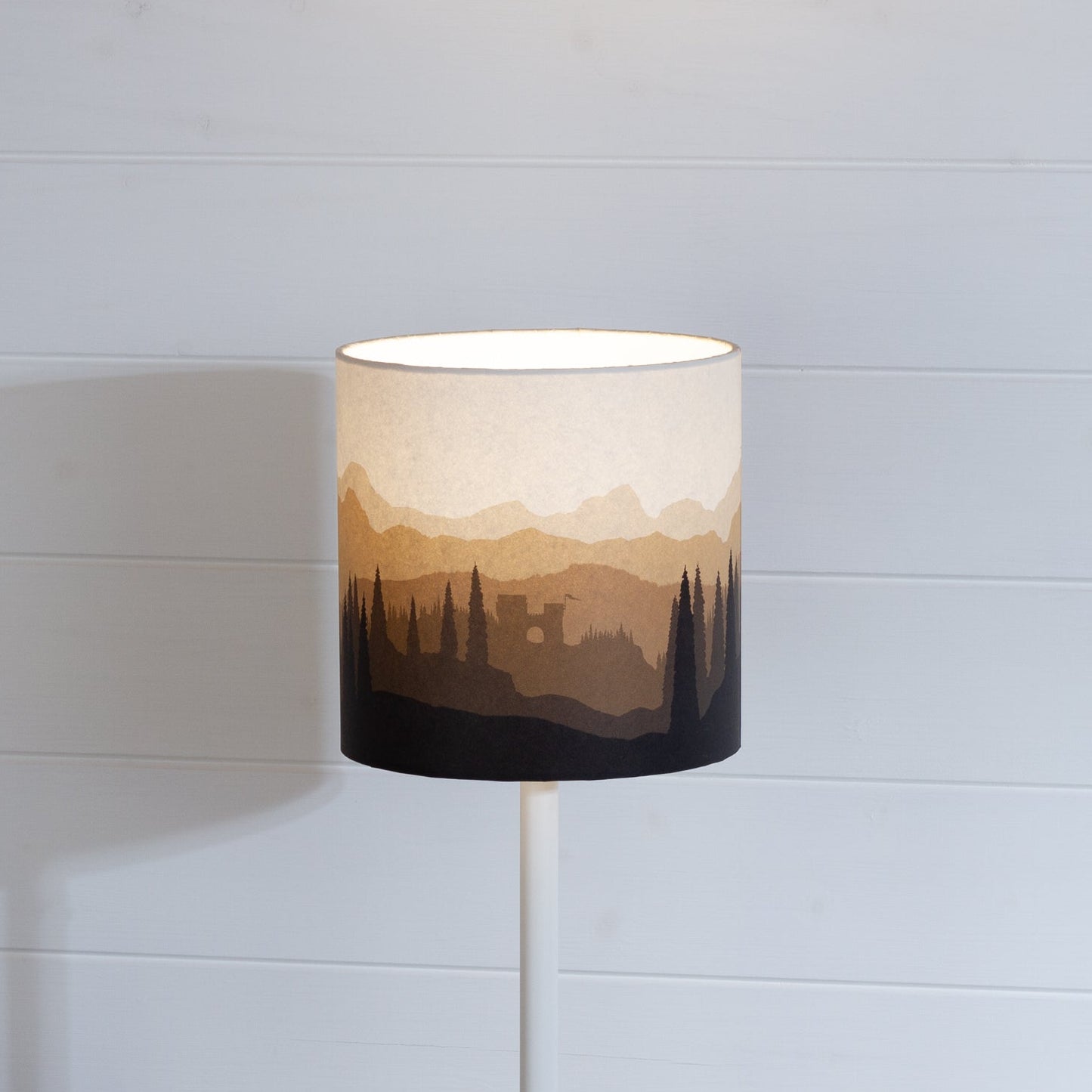 Landscape Castle Print Drum Lamp Shade 20cm(d) x 20cm(h) - 9 Colour Options