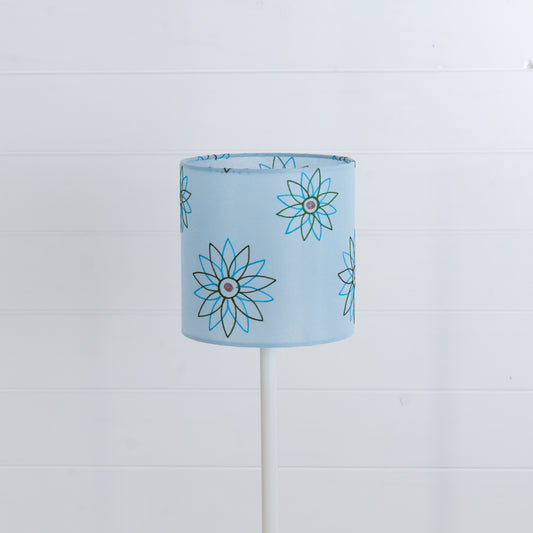 Drum Lamp Shade - P45 ~ Embroidered Aqua, 20cm(d) x 20cm(h)