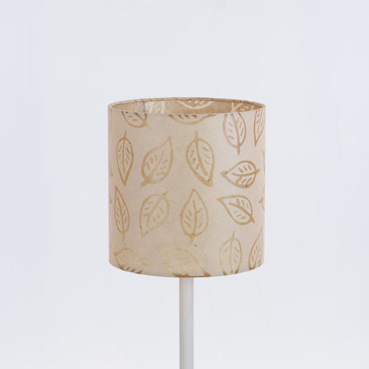 Drum Lamp Shade - P28 - Batik Leaf on Natural, 20cm(d) x 20cm(h)