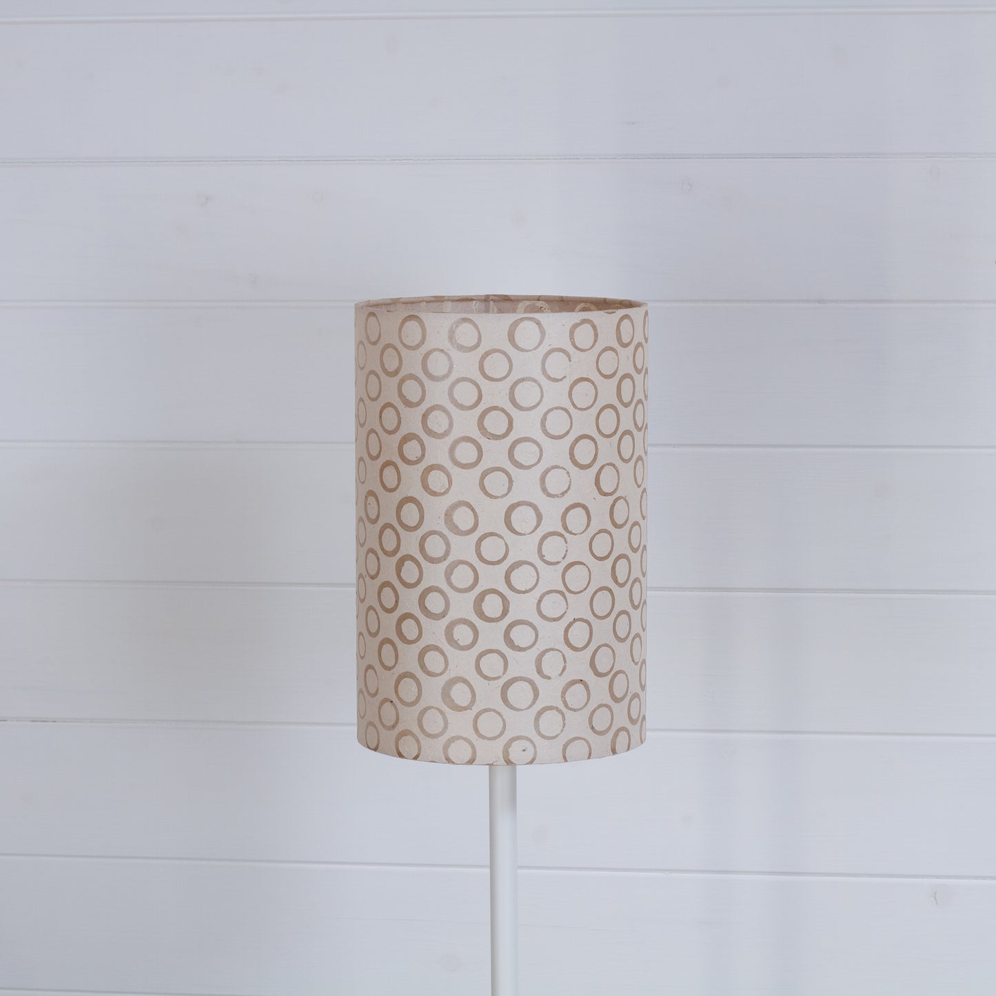 Drum Lamp Shade - P74 - Batik Natural Circles, 20cm(d) x 30cm(h)