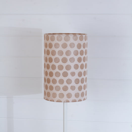 Drum Lamp Shade - P85 ~ Batik Dots on Natural, 20cm(d) x 30cm(h)