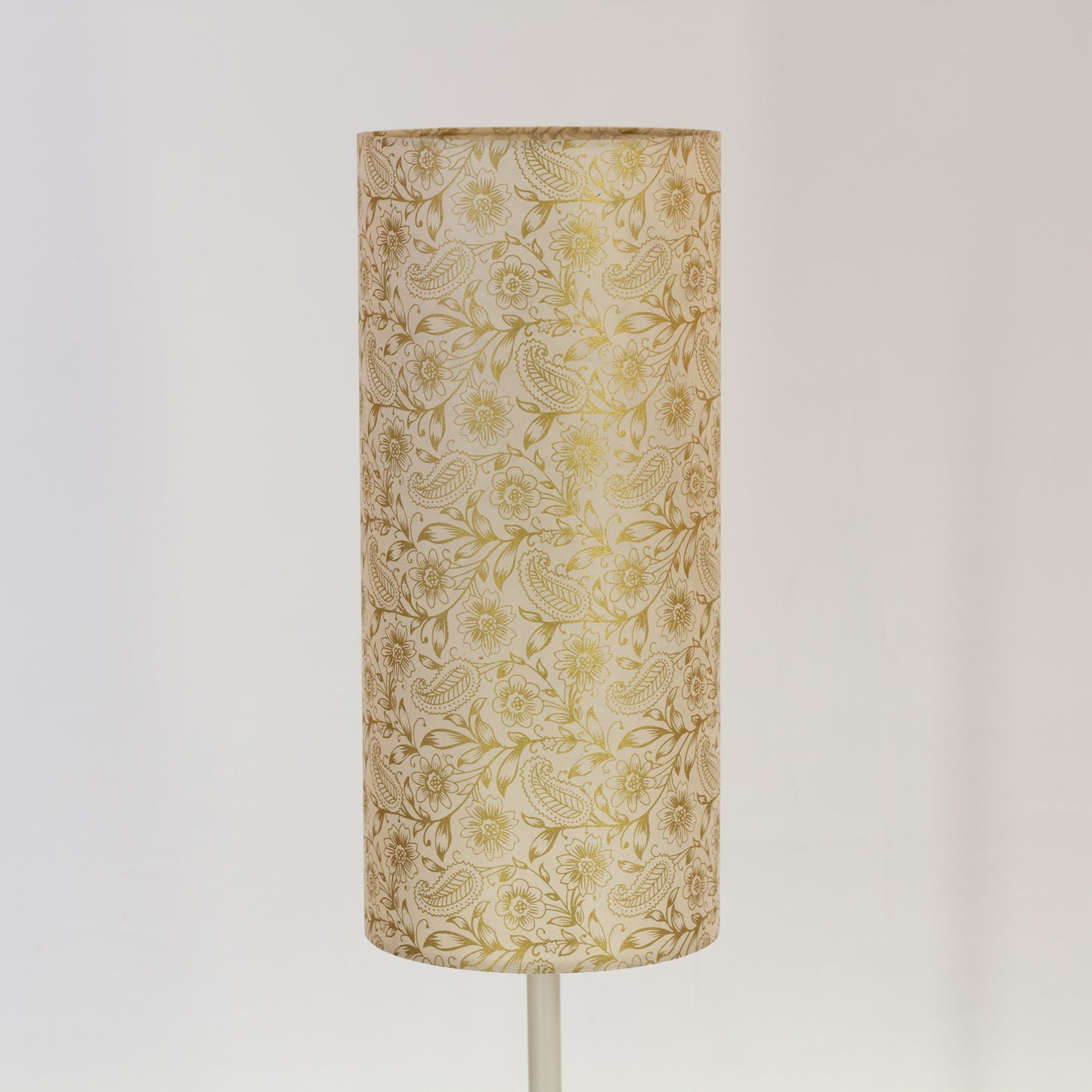 Drum Lamp Shade - P69 - Garden Gold on Natural, 20cm(d) x 45cm(h)