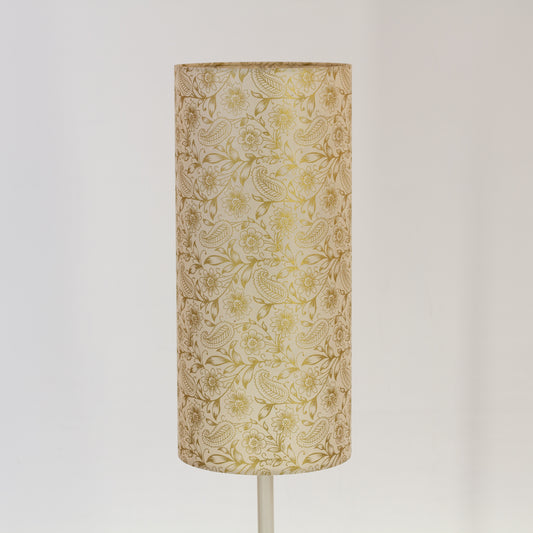 Drum Lamp Shade - P69 - Garden Gold on Natural, 20cm(d) x 45cm(h)