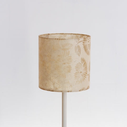 Drum Lamp Shade - P09 - Batik Peony on Natural, 20cm(d) x 20cm(h)