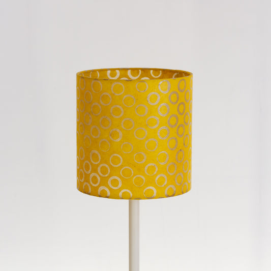 Drum Lamp Shade - P71 - Batik Yellow Circles, 20cm(d) x 20cm(h)