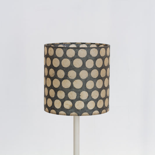 Drum Lamp Shade - P78 - Batik Dots on Grey, 20cm(d) x 20cm(h)