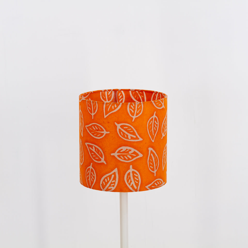 Drum Lamp Shade - B123 ~ Batik Leaf Orange, 20cm(d) x 20cm(h)