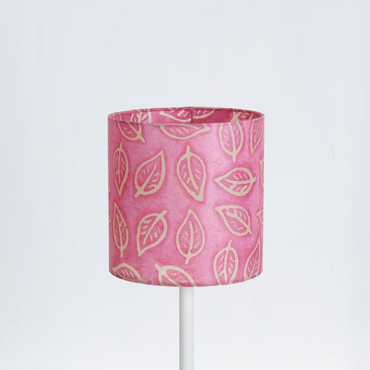 Drum Lamp Shade - P67 - Batik Leaf on Pink, 20cm(d) x 20cm(h)