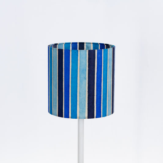 Drum Lamp Shade - P05 - Batik Stripes Blue, 20cm(d) x 20cm(h)