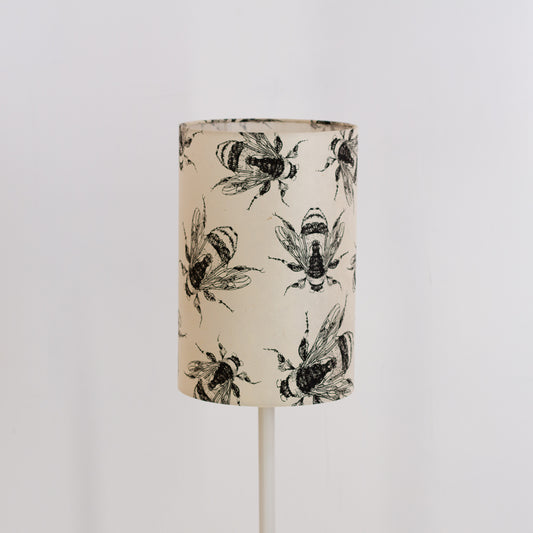 Drum Lamp Shade - P42 - Bees Screen Print on Natural Lokta, 20cm(d) x 30cm(h)