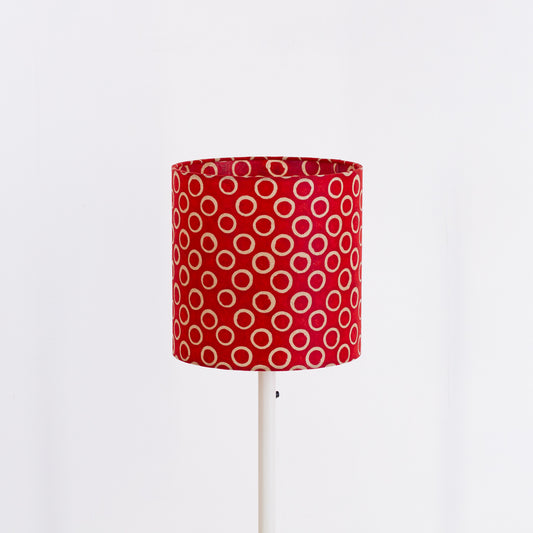Drum Lamp Shade - P83 ~ Batik Red Circles, 20cm(d) x 20cm(h)