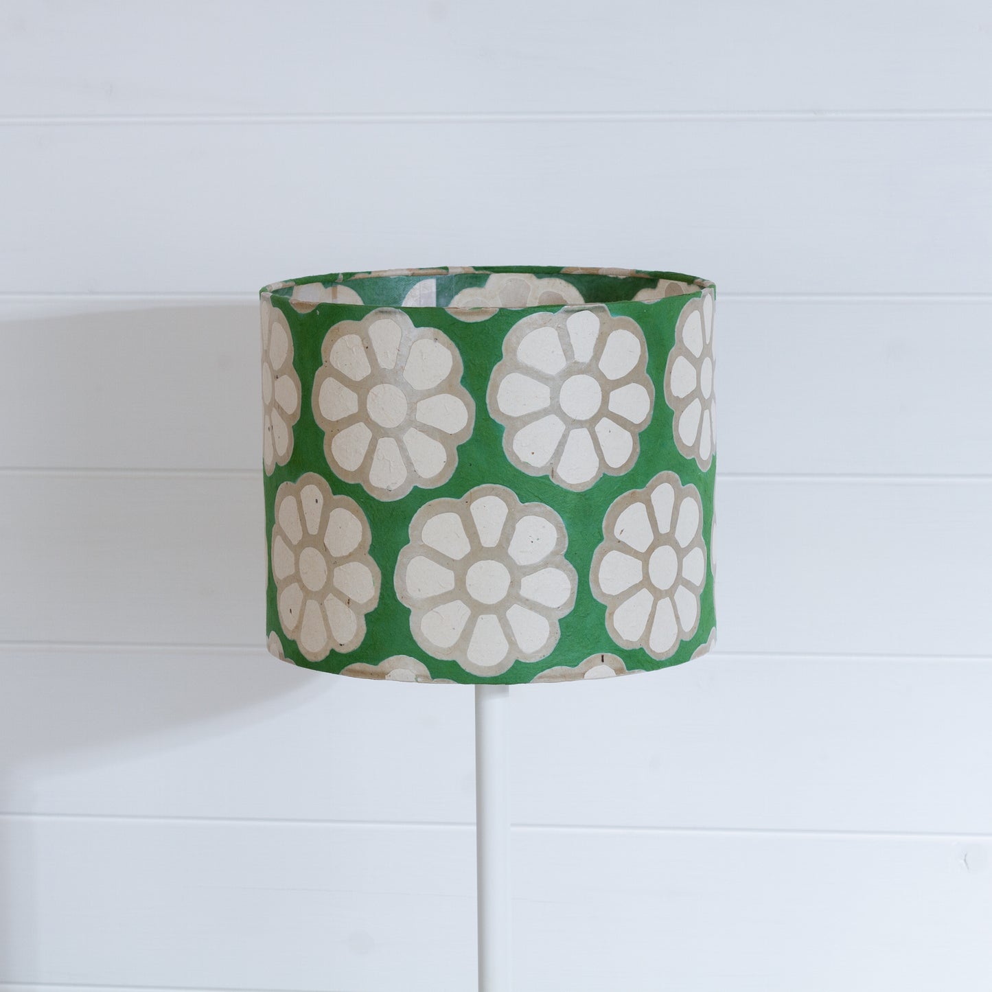 Drum Lamp Shade - B127 ~ Batik Big Flower Green, 25cm x 20cm