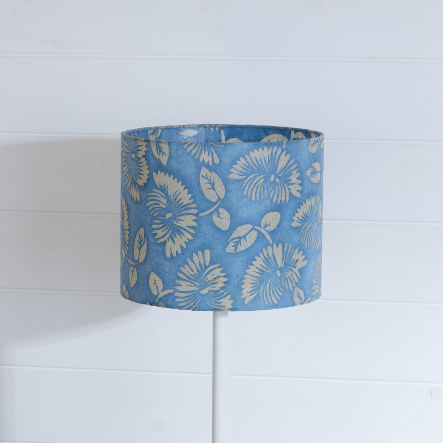 Drum Lamp Shade - B129 ~ Batik Peony Blue, 25cm x 20cm