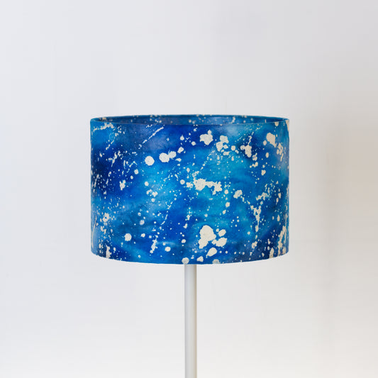 Drum Lamp Shade - B113 ~ Batik Ocean Blues, 30cm(d) x 20cm(h)