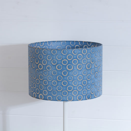Drum Lamp Shade - P72 - Batik Blue Circles, 30cm(d) x 20cm(h)