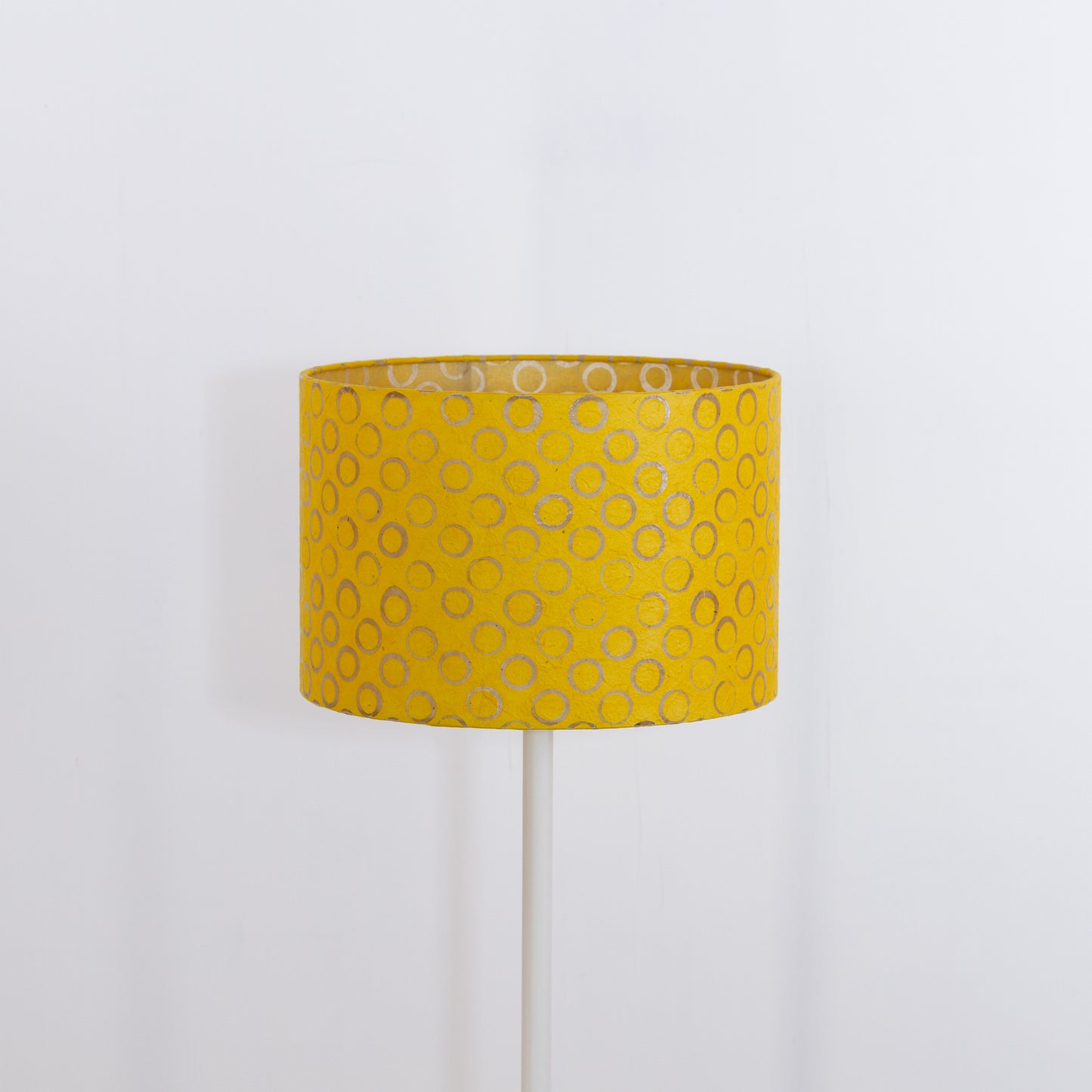 Drum Lamp Shade - P71 - Batik Yellow Circles, 30cm(d) x 20cm(h)