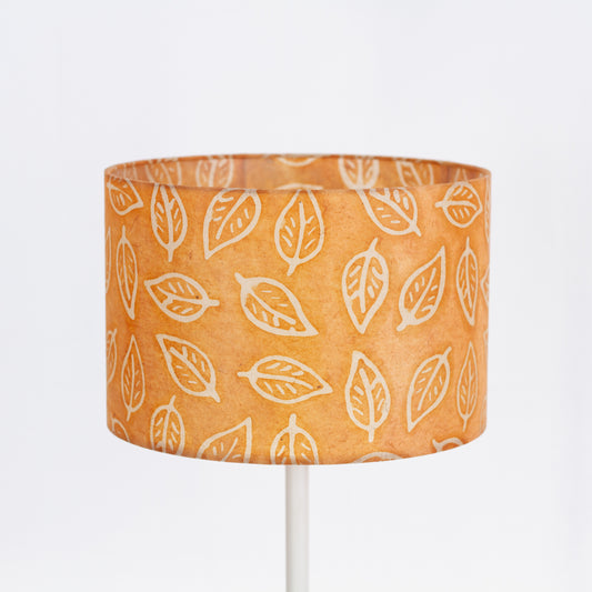 Drum Lamp Shade - P66 - Batik Leaf on Camel, 30cm(d) x 20cm(h)