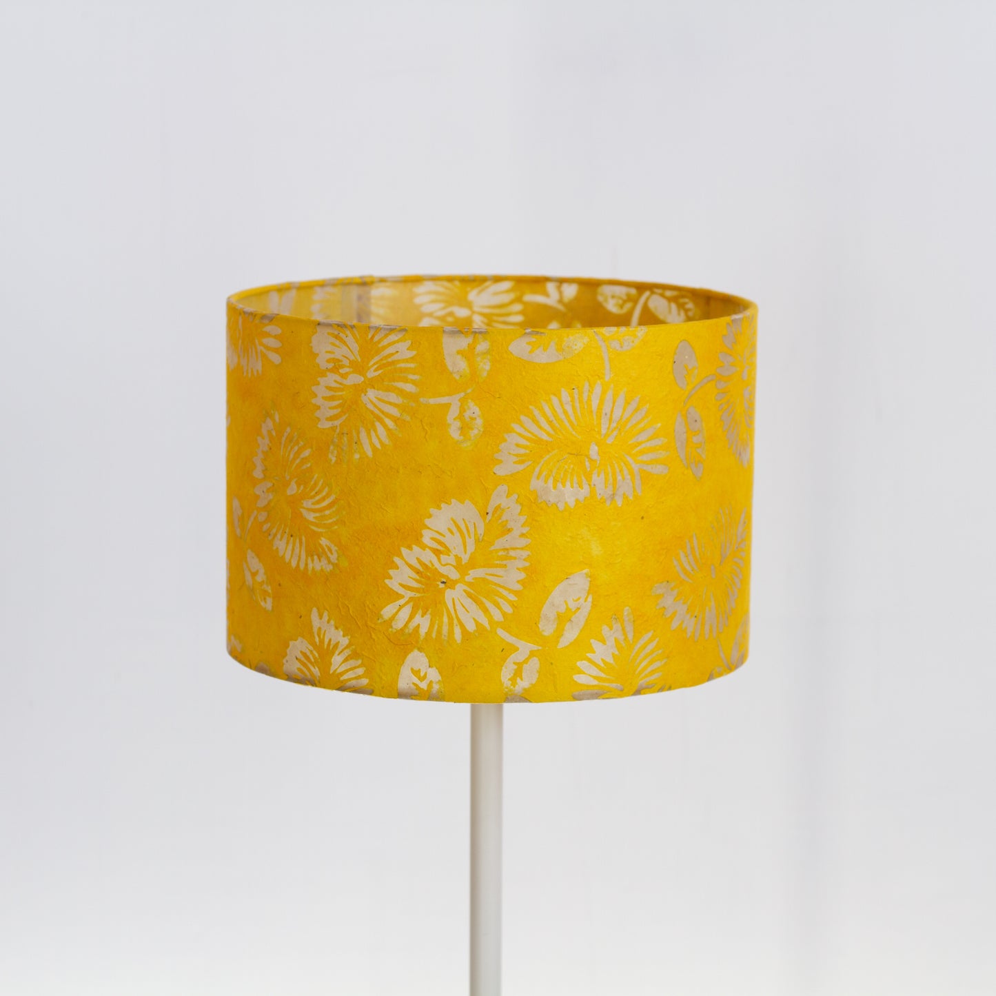 Drum Lamp Shade - B120 ~ Batik Peony Yellow, 30cm(d) x 20cm(h)