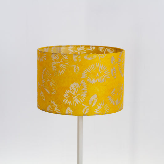 Drum Lamp Shade - B120 ~ Batik Peony Yellow, 30cm(d) x 20cm(h)