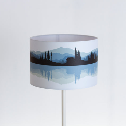 Landscape #3 Print Lampshade (Drum Lamp Shade 30cm(d) x 20cm(h) - Blue (D10)