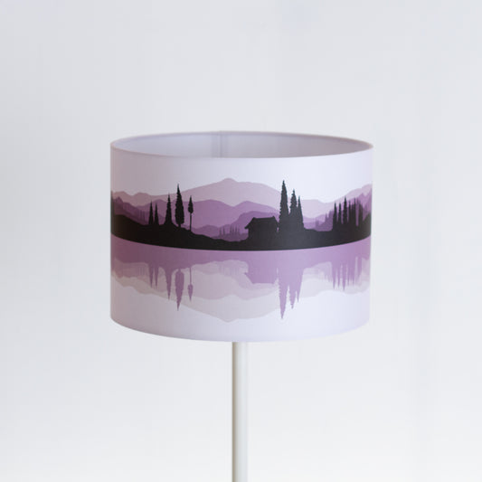 Landscape #3 Print Lampshade (Drum Lamp Shade 30cm(d) x 20cm(h) - Purple (D12)
