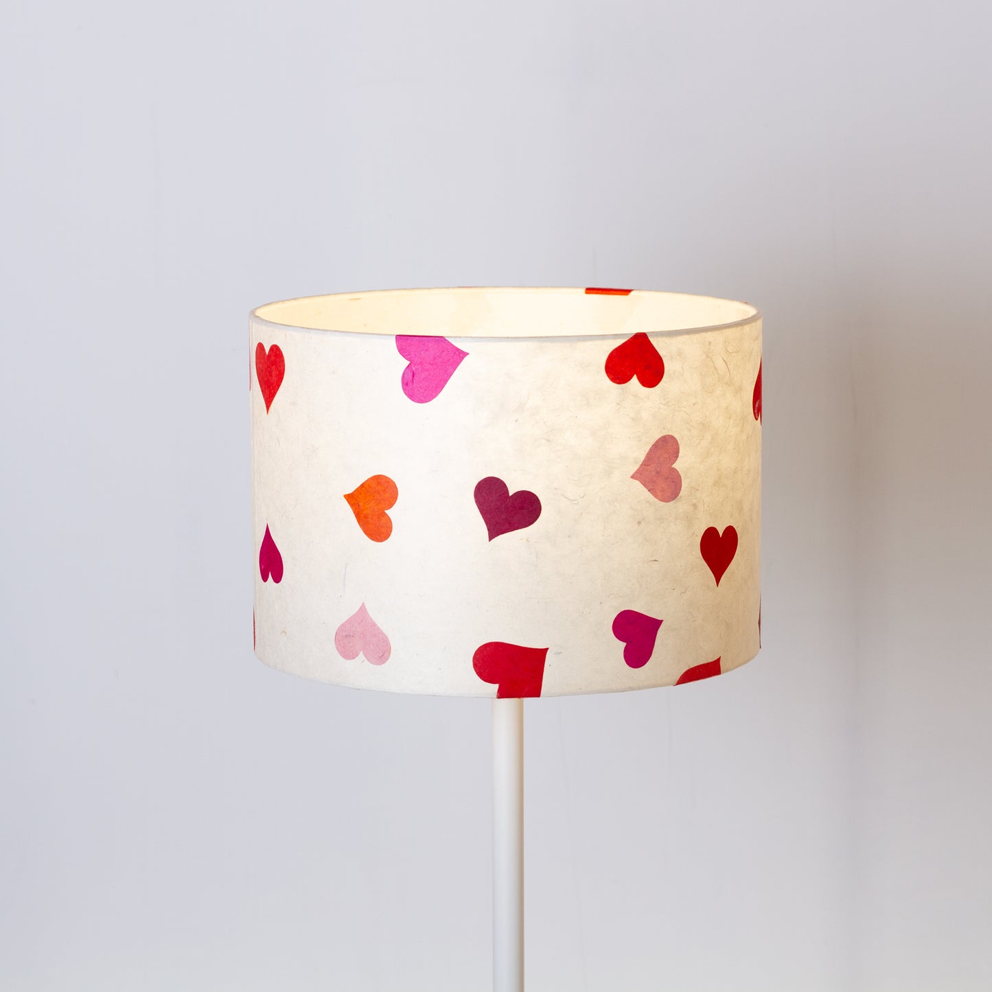 Drum Lamp Shade - P82 ~ Hearts on Lokta Paper, 30cm(d) x 20cm(h)