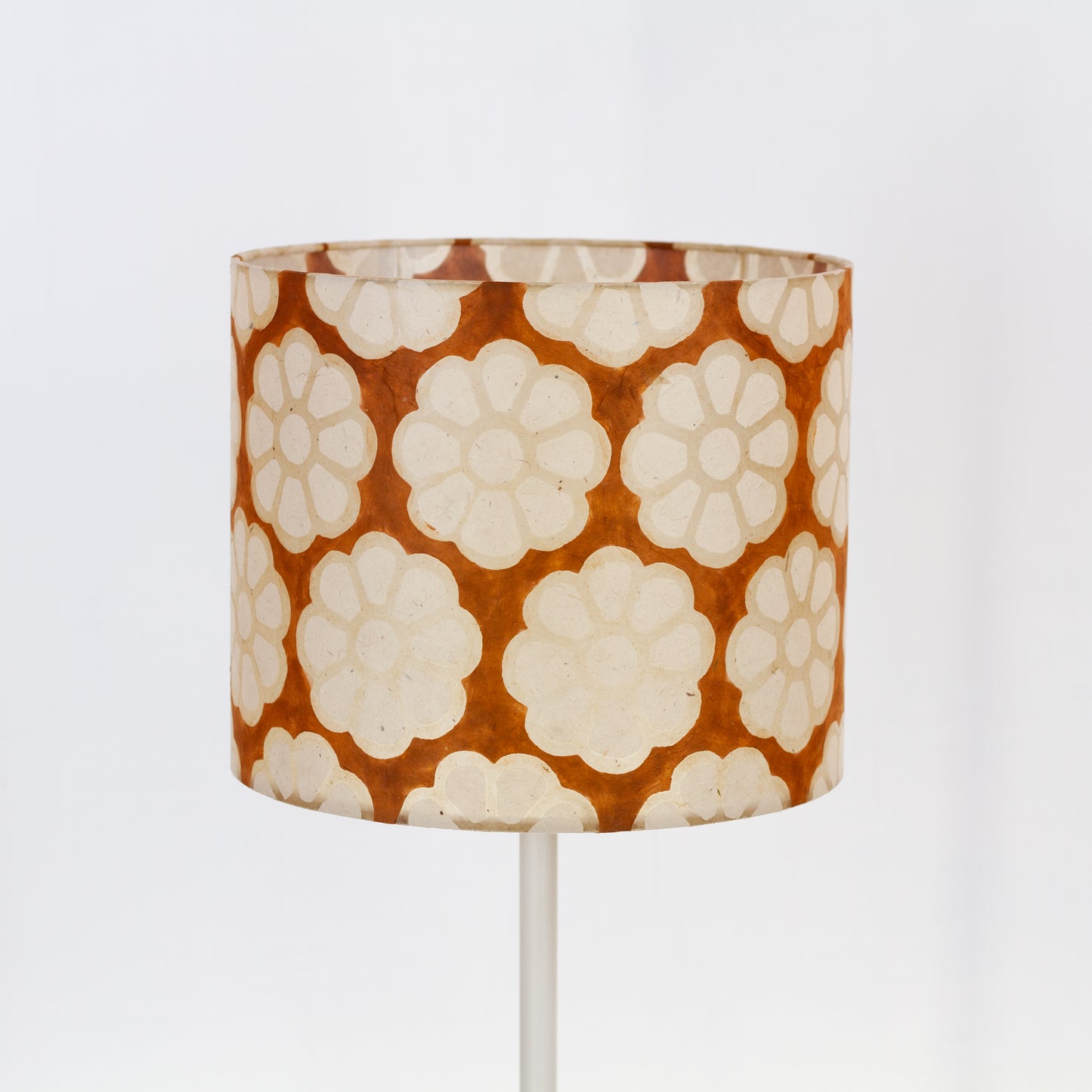 Drum Lamp Shade - P20 - Batik Big Flower on Brown, 30cm(d) x 25cm(h)