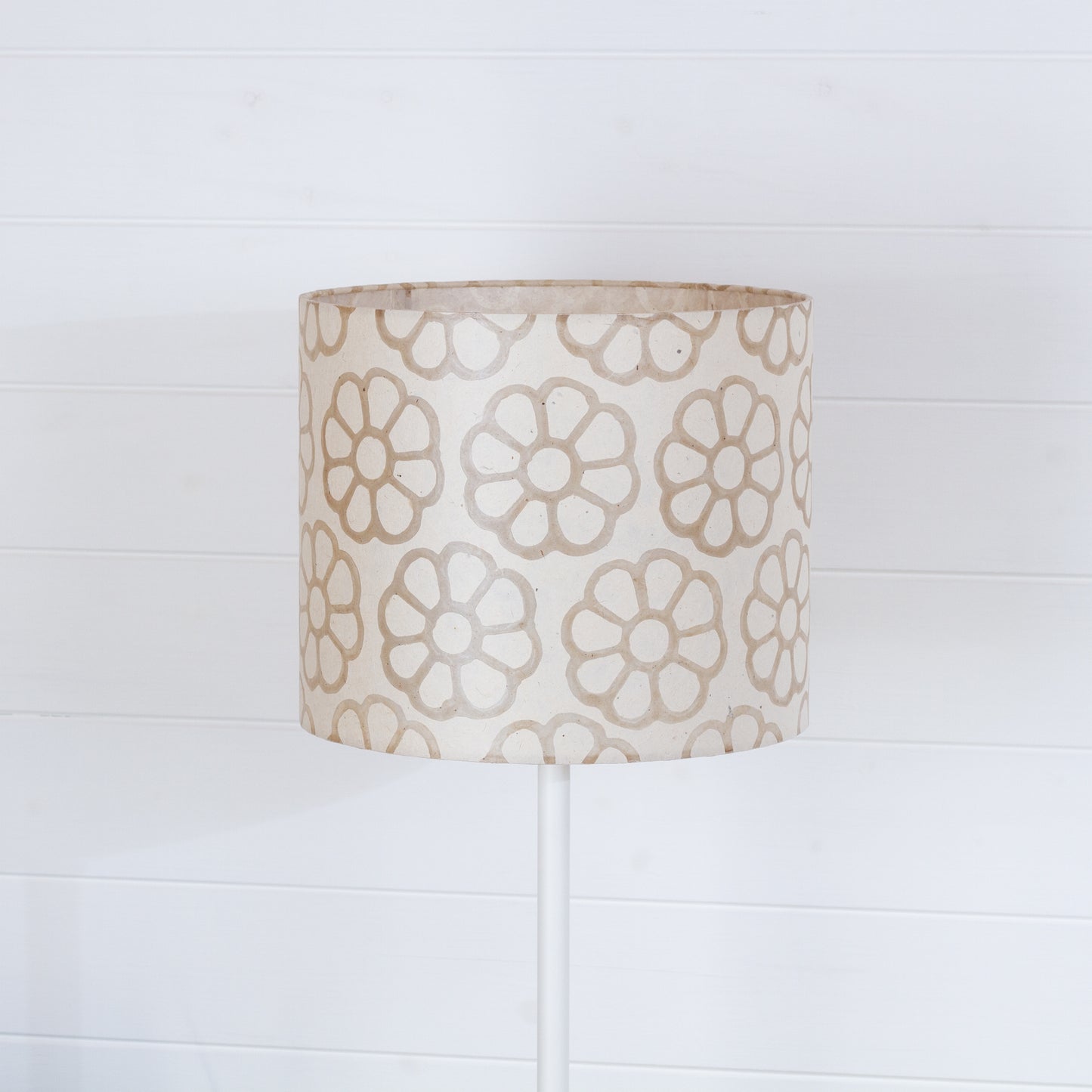 Drum Lamp Shade - P17 ~ Batik Big Flower Natural, 30cm(d) x 25cm(h)