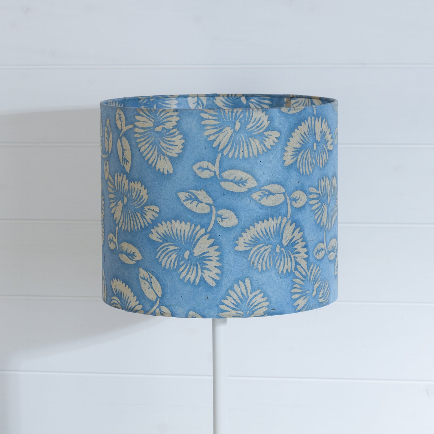 Drum Lamp Shade - B129 ~ Batik Peony Blue, 30cm(d) x 25cm(h)